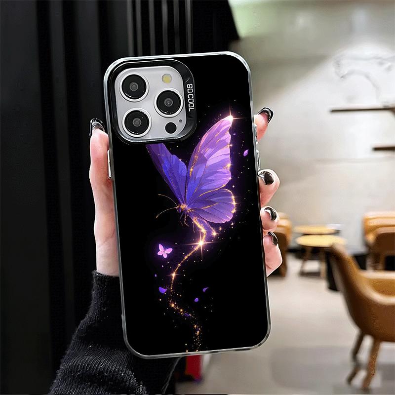 Beautiful Purple Butterfly Shockproof Phone Case for iPhone 17 Air 16 16E 15 Pro Max 14 Plus 13 Mini 12 Back Cover Anti Fall Fun