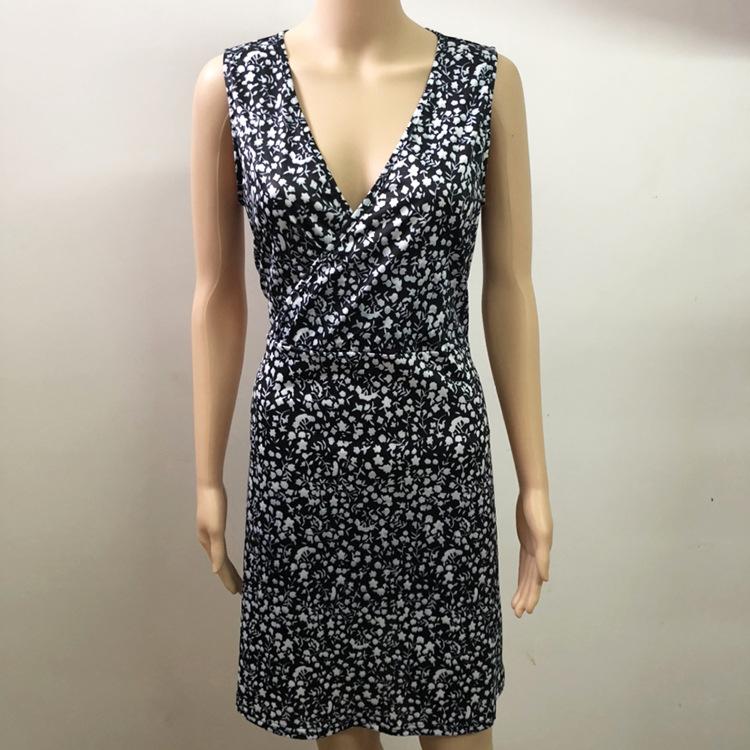 V-Neck Casual Floral Lace-up Vest Dress Loose Print Ladies Beach Summer Bohemian Dress Women