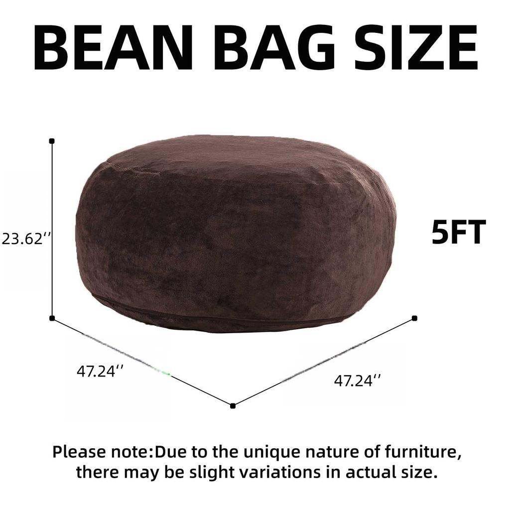 5FT Bean Bag, Bean Bag Chair, Sofa for Adults, Soft and Comfortable Reading Chair, Suitable for Bedrooms, Balconies and Other Places