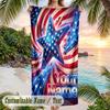 American Patriotic Theme Beach Towel Personalized Custom Name & Text Soft Quick Dry Beach Towel for Swimming Travel