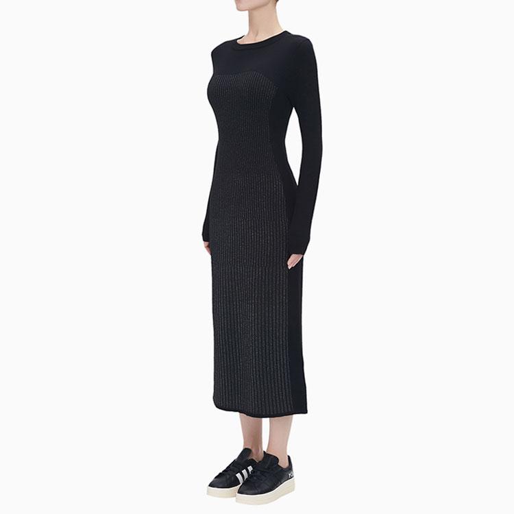 Y-3 Casual Slim Fit Pleated Long Sleeve Dress Women Dresses Black GK4385