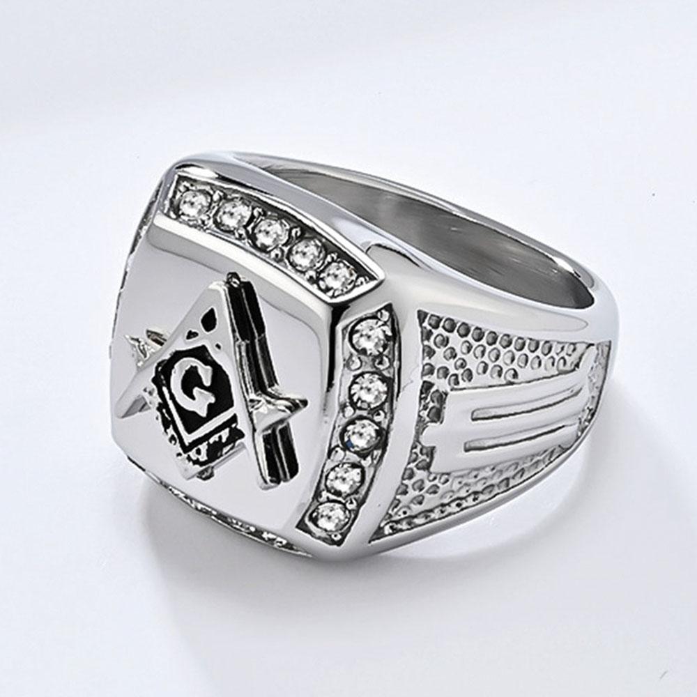 Retro Hip-Hop Freimaurer Titanstahl Ringe Ring Herren Persönlichkeit Dominant Bruderschaft Schmuck