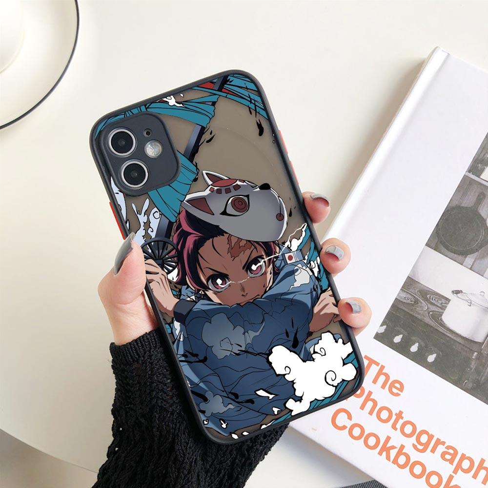 

Матовый чехол для iPhone 11 12 13 14 Pm Pro Max XR X 8 7 Plus Pro XS Mini Skin Feeling Cover Fundas Shell Japan Anime Demon Slayer iPhone 7 (8) Plus