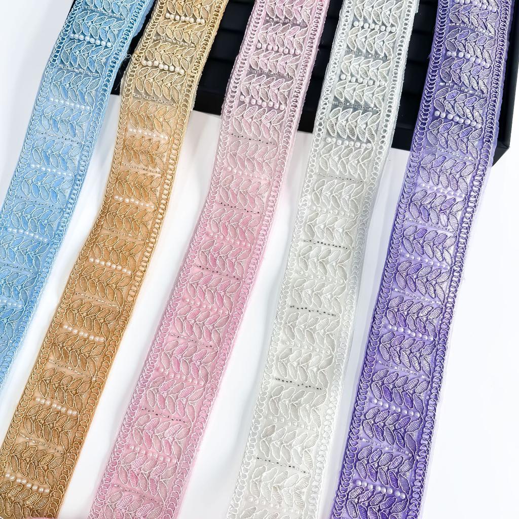 5.5Cm New Chinese Exotic Handmade Bead Embroidery Barcode Strand Diy Hanfu Cuff Accessories Edge Lace Accessories