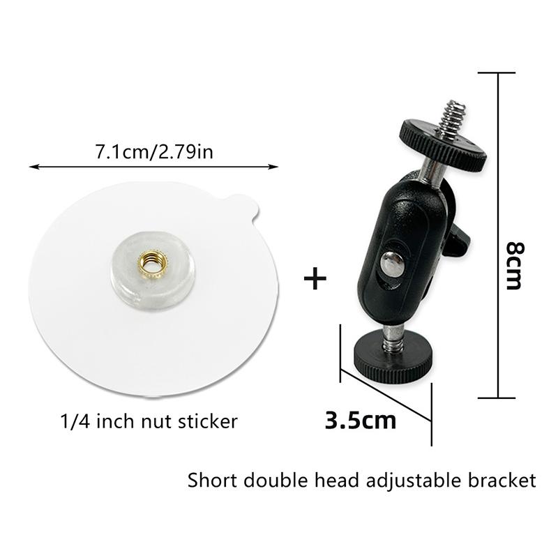 Stainless Steel No-Drill Adhesive Mount, M6 Screw Base With 1/4" Interface For Mobile Surveillance Camera Bracket Easy Install
