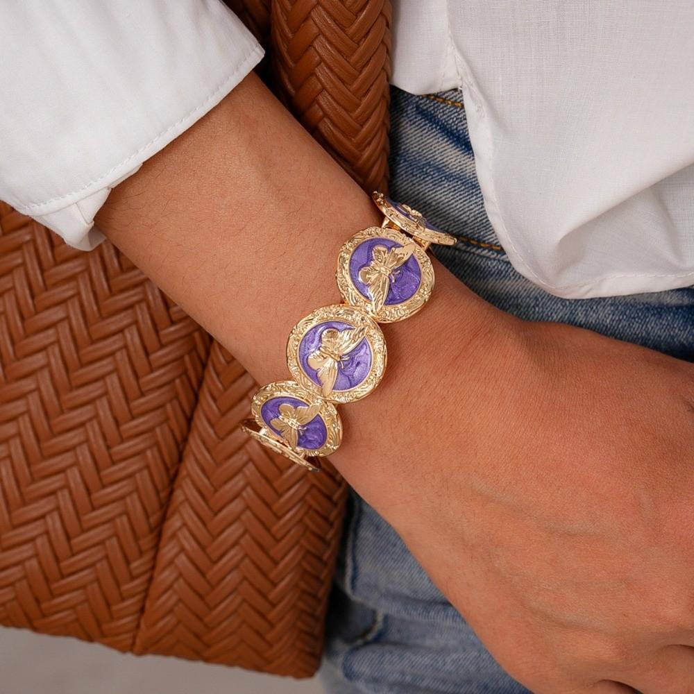 Imitation Pearl Wide Metal Bangles Luxury Jewelry Geometry Hand Ring Retro Drip Oil Bracelet  Lady