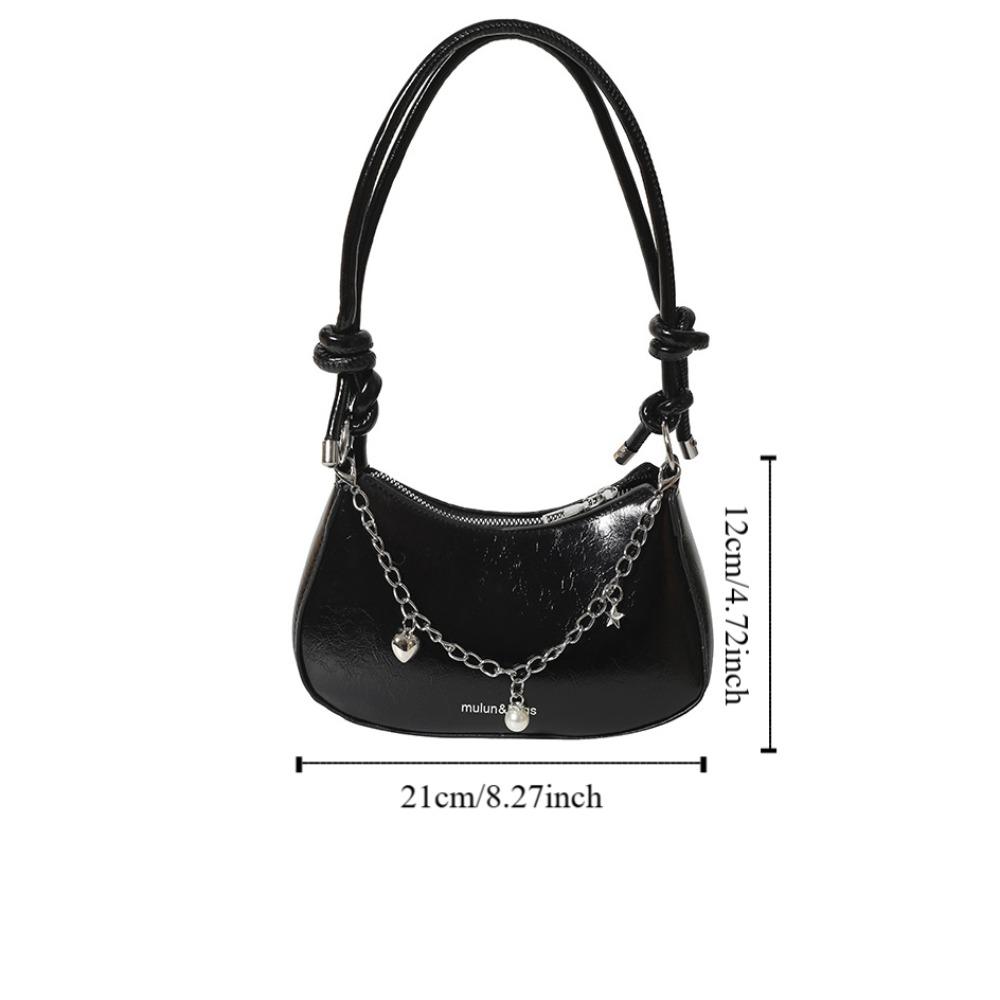 Classic Half Moon Underarm Bag Elegant Y2K Shoulder Bag Casual Silver Tote Bag Shopping