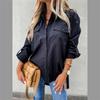 Button Blouse Tops Baggy Shirt Casual Loose Women Long Sleeve