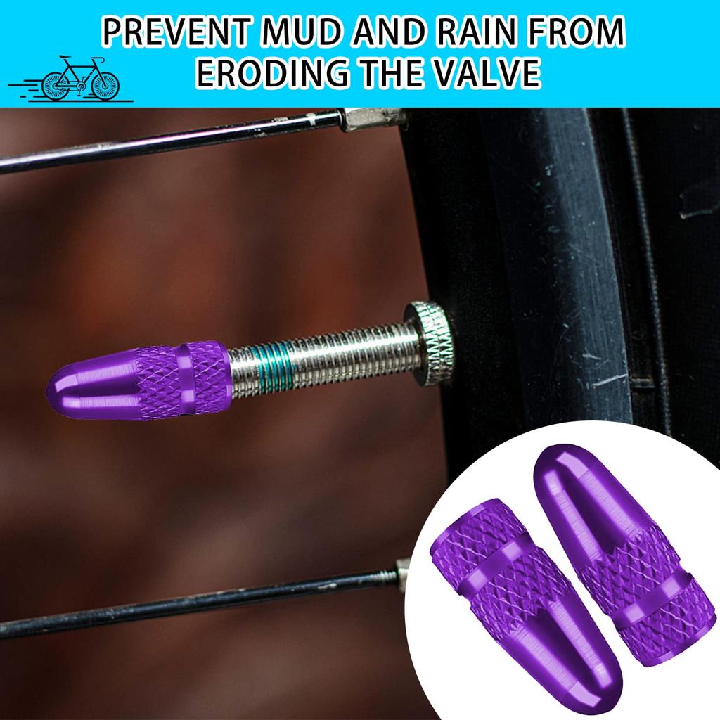BOROLA Presta Valve Caps 4 Pack Anodized Aluminum Alloy Bicycle Bicycle Tire Cap Dust Cover (Purple)
