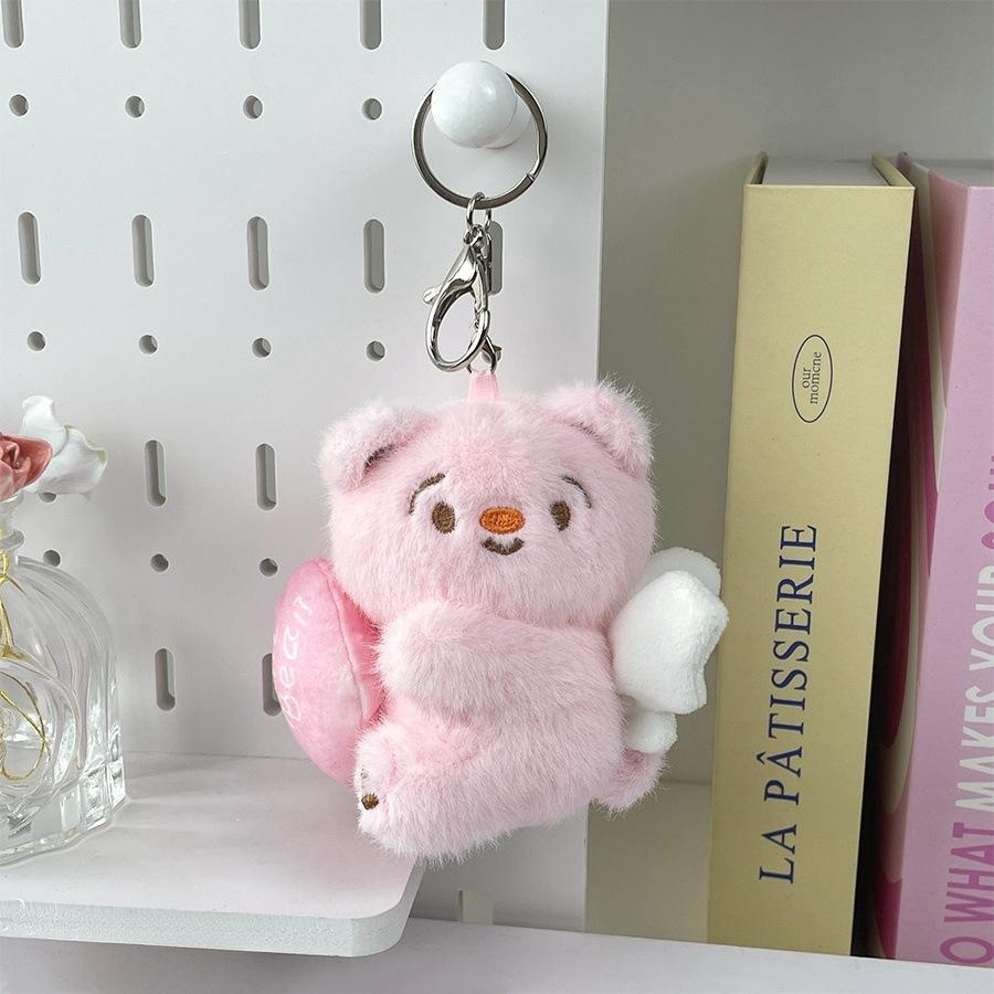 

Creative Rope Pull Style Angel Bear Doll Plush Pendant Cartoon Three-dimensional Bear Doll Bag Hanging Toy Height about 10cm