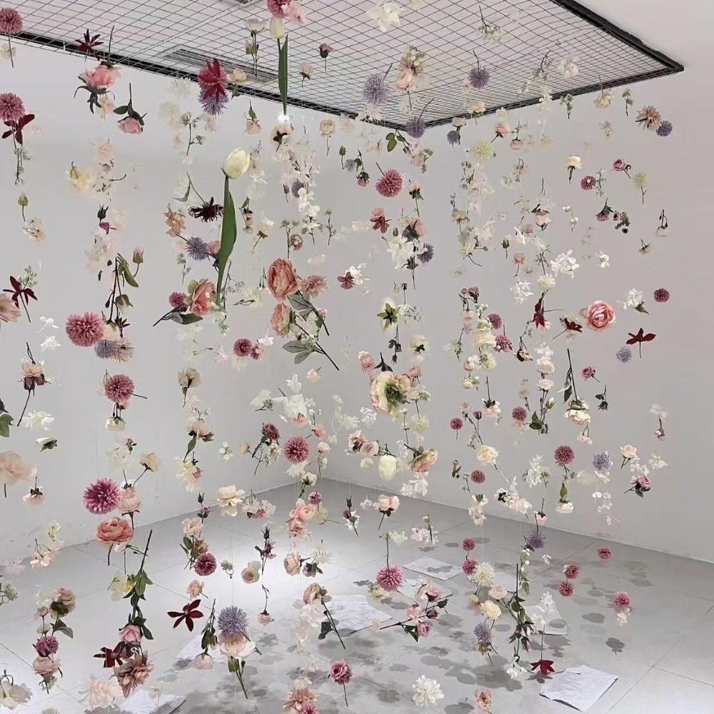 Bohemian Style Artificial Floating Flower Curtain Simulated Flower Flower Backdrop Petal Rain Waterfall Vibrant Colors