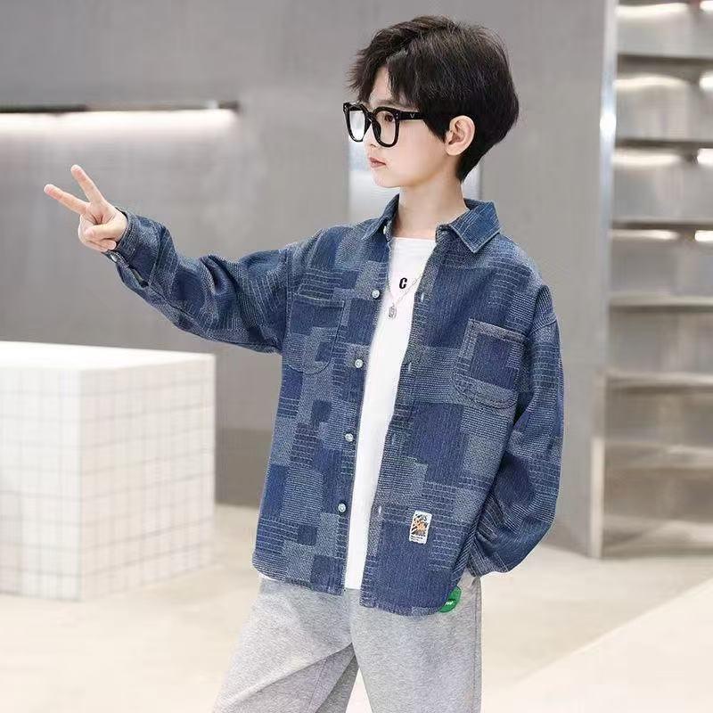 Boys' Long Sleeve Denim Shirt - 2026 Spring/Autumn Casual Cardigan Jacket