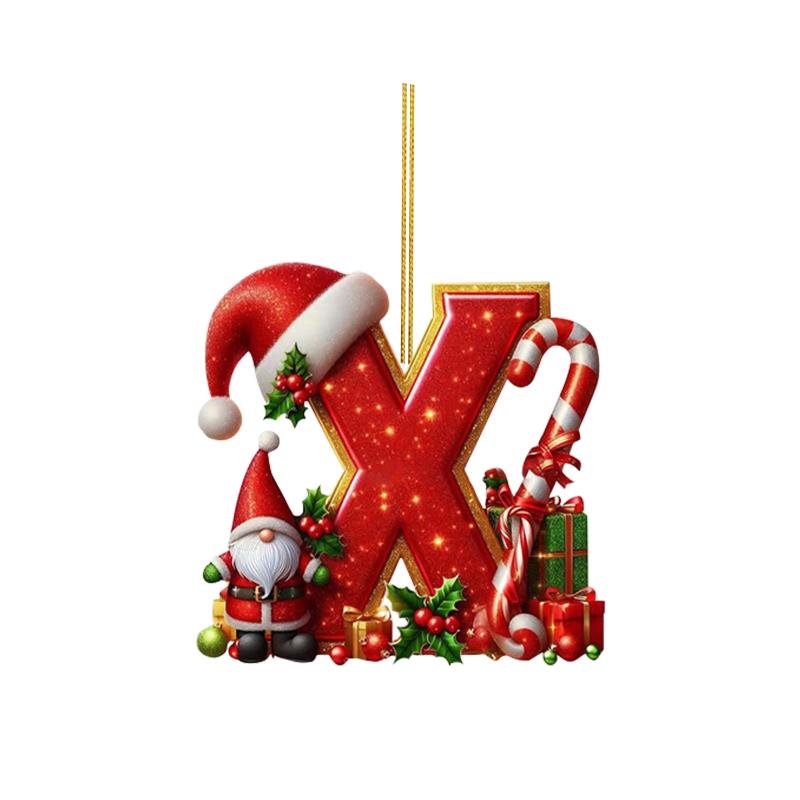 Christmas 26 Letters Ornament Flat Hanging Pendant Personalized Holiday Festive Tree Decor Gift For Christmas Party Ornament