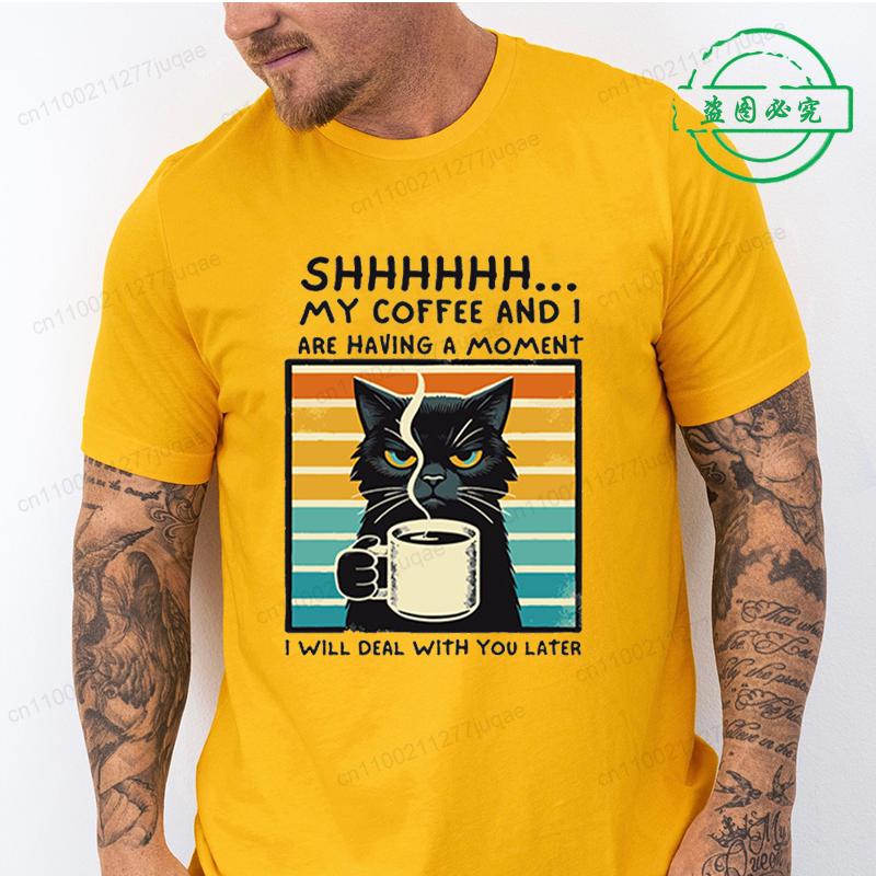 

Coffee Spelled Backwards Black Cat T-shirt Funny Cute Graphic Tees Summer Unisex T Shirt Oversized Mens Clothes Oversize T-Shirt 4XL