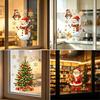 Winter Home Decor Christmas Window Clings, Cute Santa Claus Snowman Xmas Tree Stickers, Wall Stickers PVC Static Glass Decal for Living Room, Bedroom