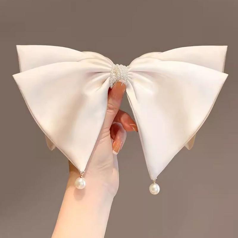 Korean Ribbon Bow Hair Clips for Women Fashion Solid Color Bowknot Hairpins Elegant Ponytail Clip Hair Accessories Headwear