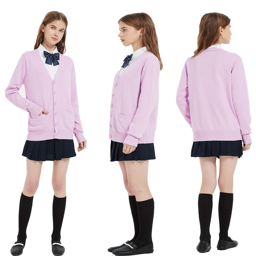Schule, Gymnasium, Schule, Schule, Strick, Winter [Wowcarbazol] Strickjacke, Damen, Uniform, Student, Pullover, V-Ausschnitt, Student, Strickjacke, einfarbig, locker,