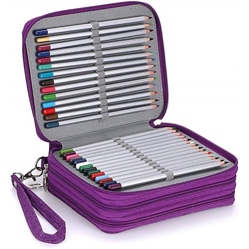 W89C Pencil Case Portable Pencils Organiser Pen Bag Stationary Case Coloured Pencils Holders for Girls Boys Adults
