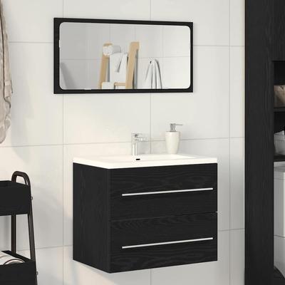 Bathroom Vanity Cabinet Black Oak Effect 60 X 38.5 X 48 Cm