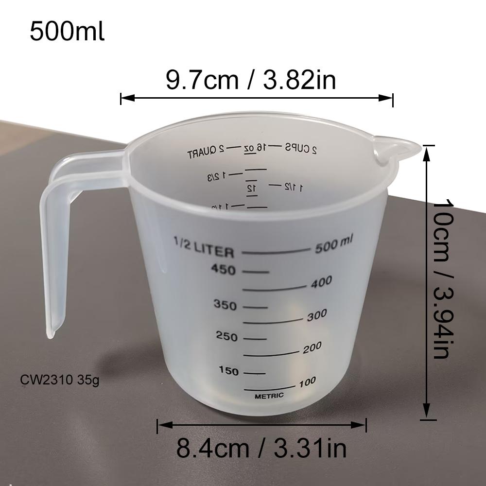 3Pc Measuring Cup Plastic Graduated Large Capacity Scale Laboratory Beaker Clear with Lid Transparent Mixing Cup Kitchen Baking