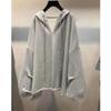 Women's Spring Loose Thin Sweatshirt Solid Color Design Hooded Top