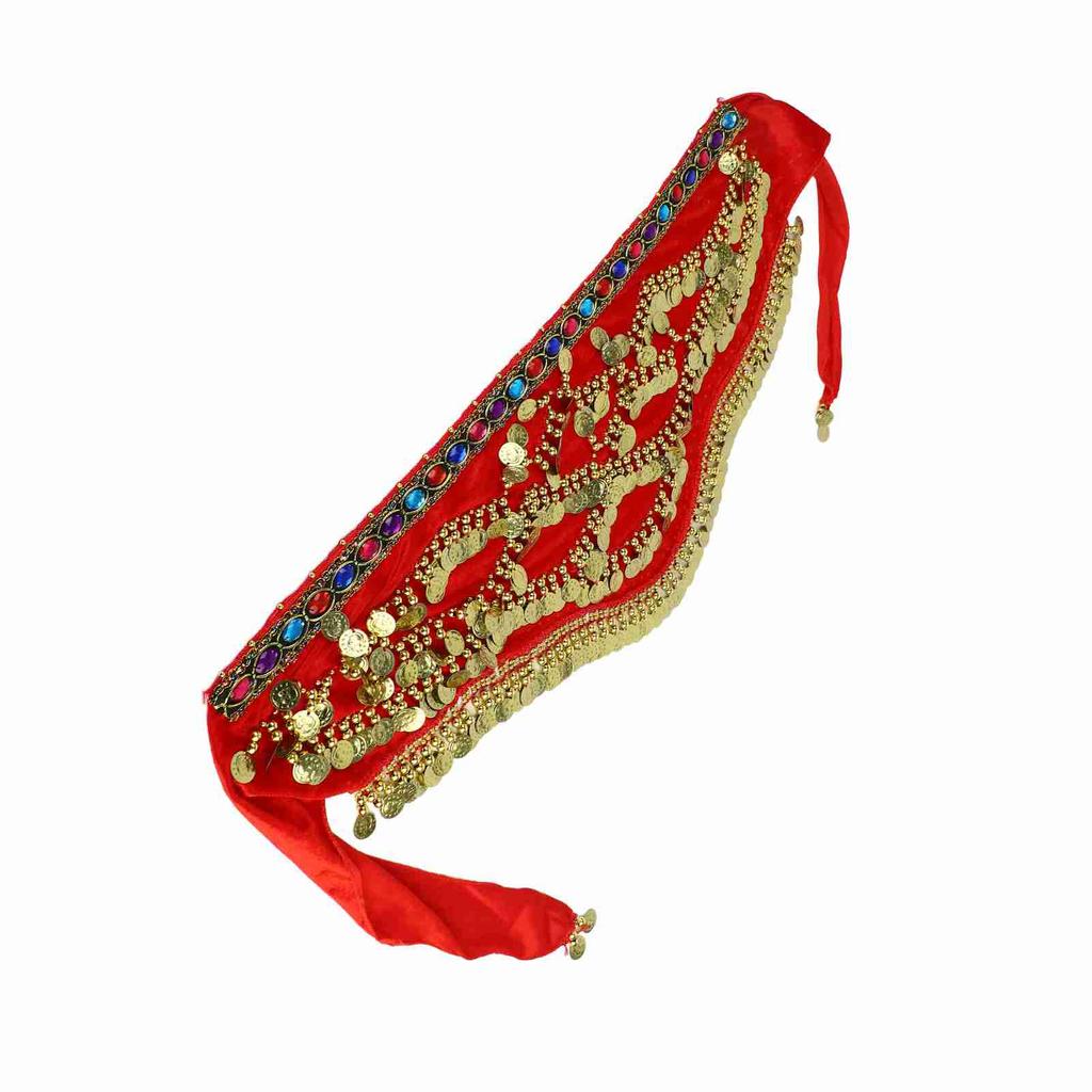2Colors Belly Dancing Hip Scarf Wrap Skirt Bellydance Waist Belt with Artificial Coin Tassel