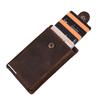 Black Angel FRID Vintage Crazy Horse Leather Automatic Card Holder with Buckle - Genuine Leather Wallet.