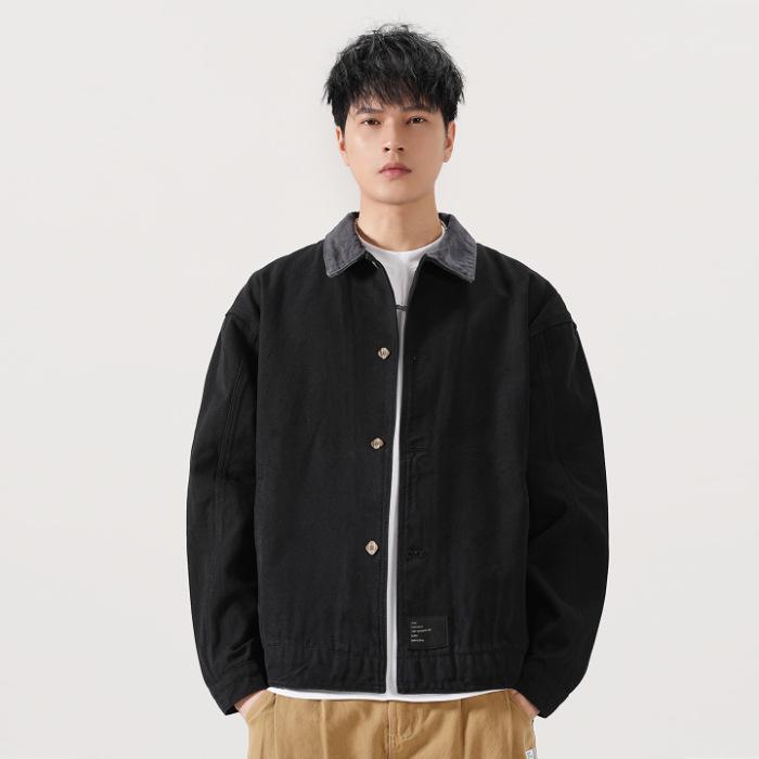 Wszechstronna męska kurtka casual z klapami: Modny, Luźny, Prosty, Z metką, Odpowiedni na jesień/zimę, Opcjonalna podszewka.