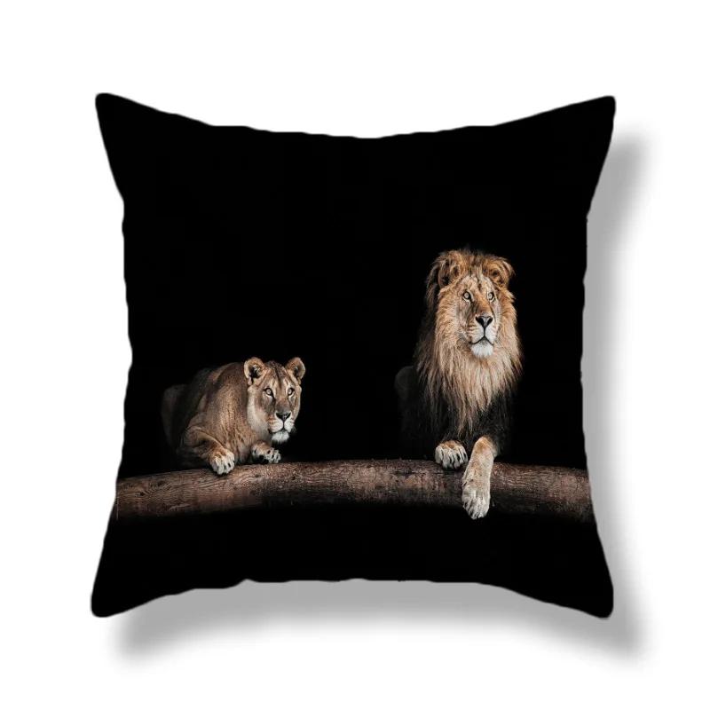 45X45CM Wild Animal Lion Tiger Cushion Pillow Cover Sofa Chair