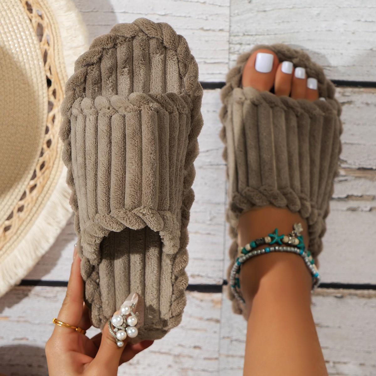 

Fashion Plus Size Shoes for Women Autumn Winter Fashion Flats House Slippers 36-43 Red Black Gray Brown Slip on Non-slip Slippers Women 36