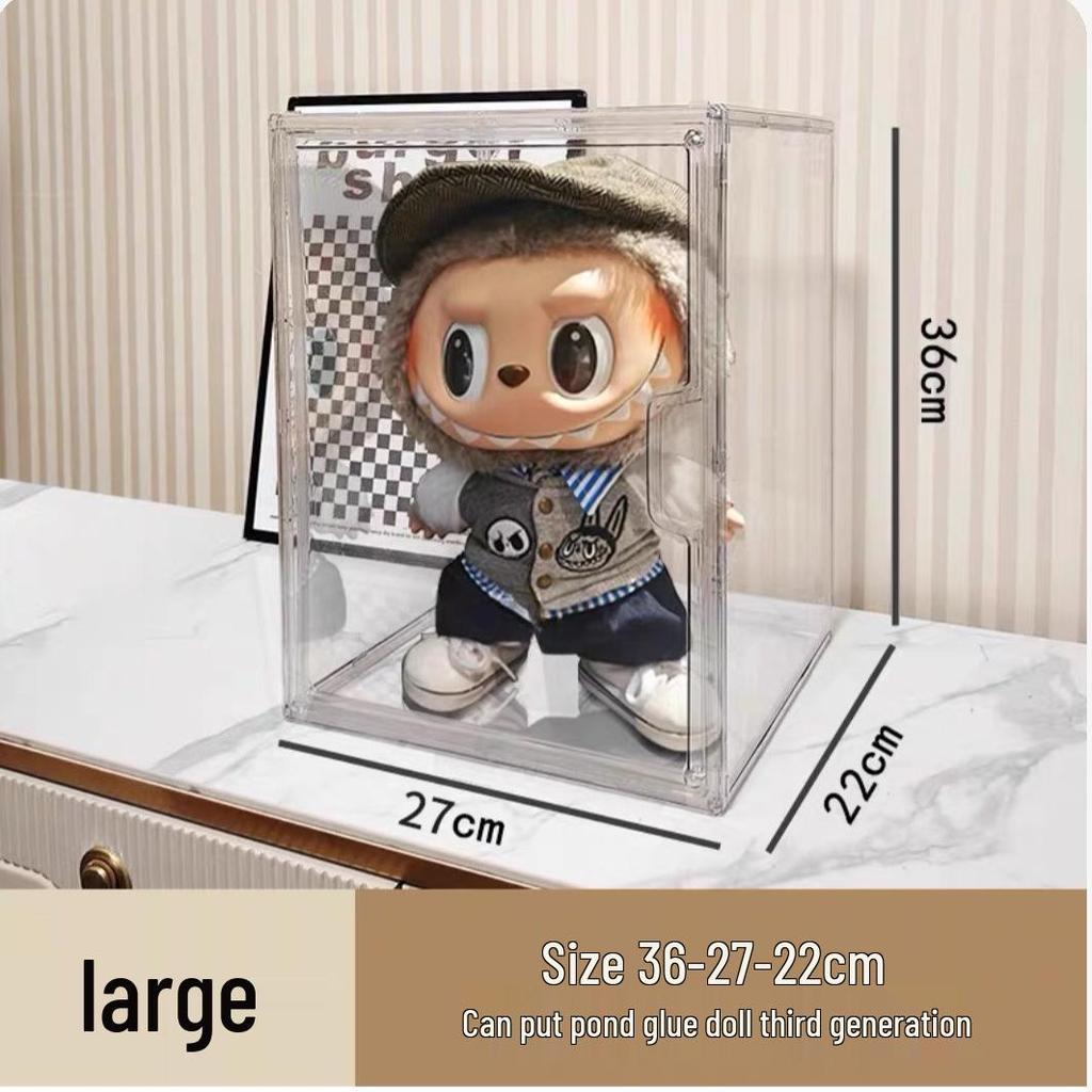 Transparent Vinyl Labubu Doll Display Storage Box for Pop Mart Figurines