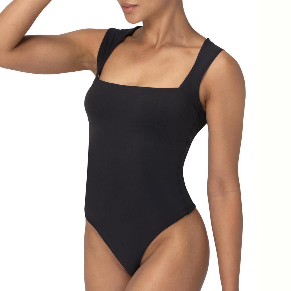 Ärmellose Damen-Bodys mit quadratischem Ausschnitt und Tanga, sexy Bauchkontrolle, Tanktops