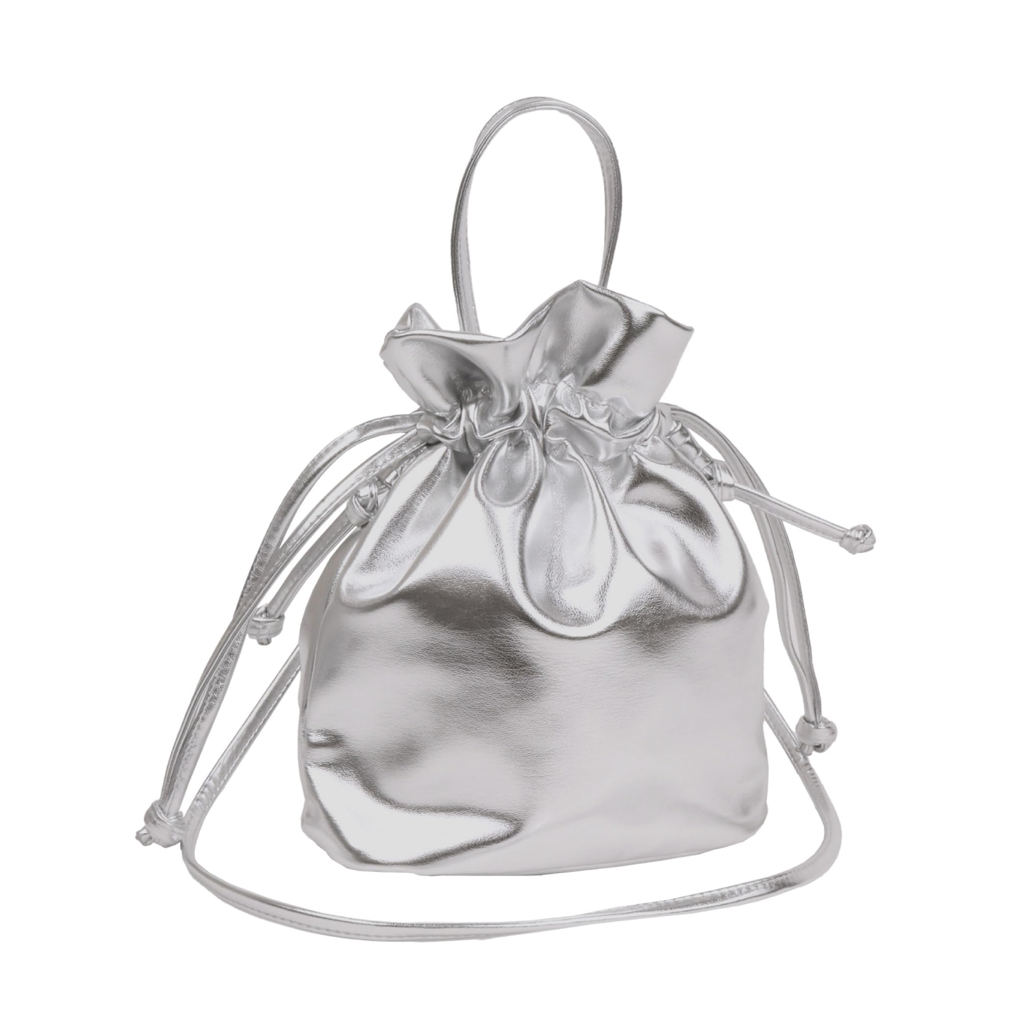 

Shoulder mini shoulder sub [Gisele] bag, small, lightweight, 2-way, crossbody, drawstring, metallic, bag, handbag, bag, bag, women s (silver)