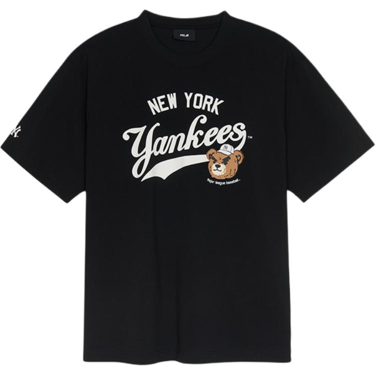 New MLB Frowning Bear Collection New York Yankees SS25 T Shirt Unisex Black 3ATSE0253-50BKS
