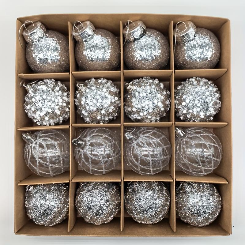 16pcs/set New Style Christmas Ball Set Glitter Deco Ball with Round Shapes for Christmas Tree Hanging Ornaments Plastic Material