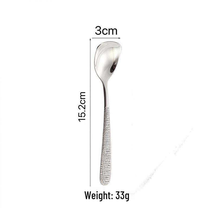 304 Stainless Steel Long Handle Hammered Texture Portioning Soup & Ice Cream Spoon