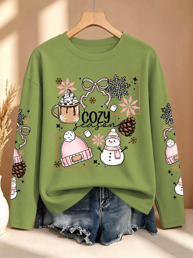 [Christmas] Women's long-sleeved T-shirt is sporty, casual, lightweight, comfortable, soft, fashionable and versatile for everyday use