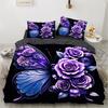 3D Digital Luxury Bedding Set Printed Purple Bohemian Butterfly Duvet Cover Queen King Size Floral Set 3 Pcs with 2 Pillowcases