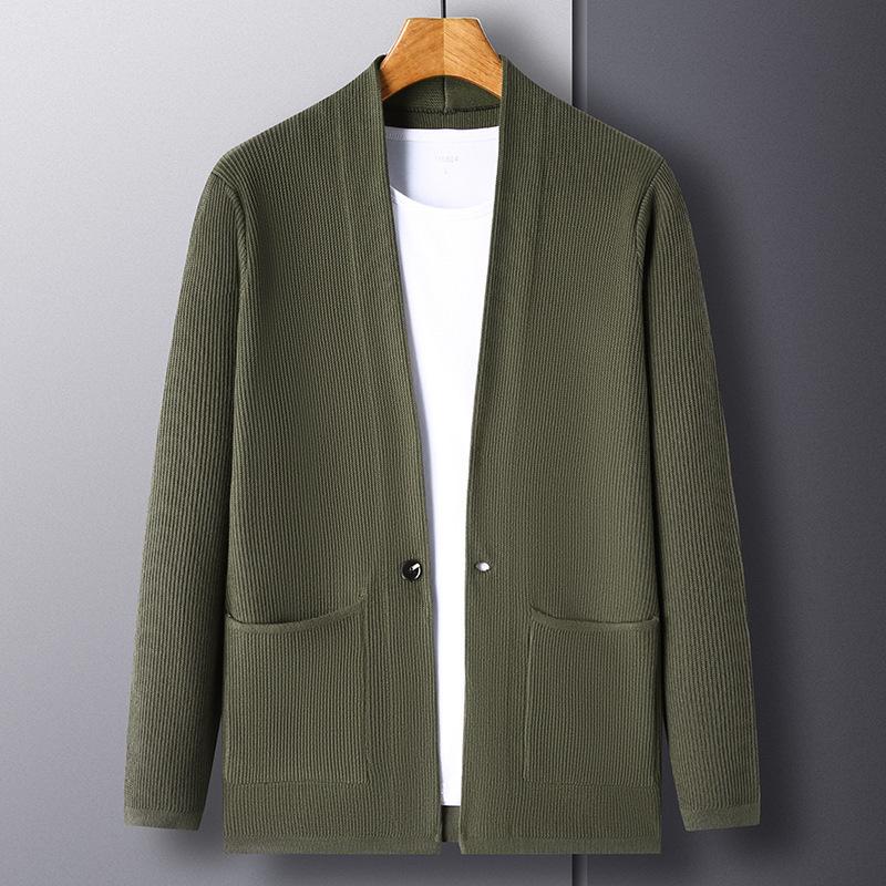 Spring and Autumn Men's and Women's Same Style Loose Knitted Cardigan One Button Big Pocket Outer Wear Fashion Trend Korean Coat