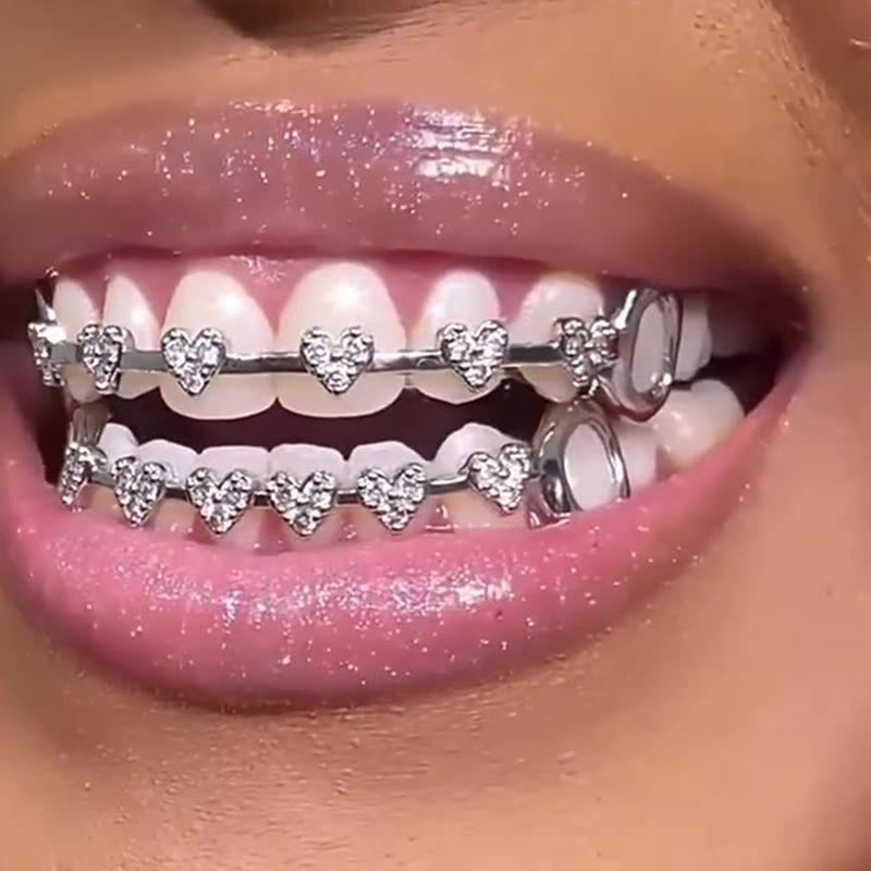 Top Jos Inimă Hip Hop Zircon Dinți Grillz Punk Piatră Cz Gol Dinți Capac Pentru Femei Bărbați Bijuterii Cosplay Grilaje Dentare