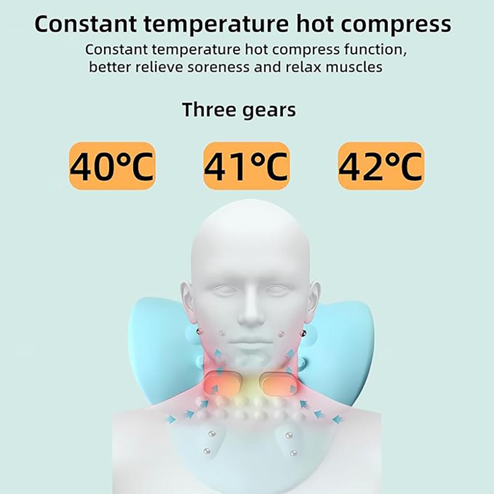 Portable EMS Neck Massager With Heat Low-Frequency Pulse Neck Cervical Spine Traction Relaxer Massage Pillow With Remote Control