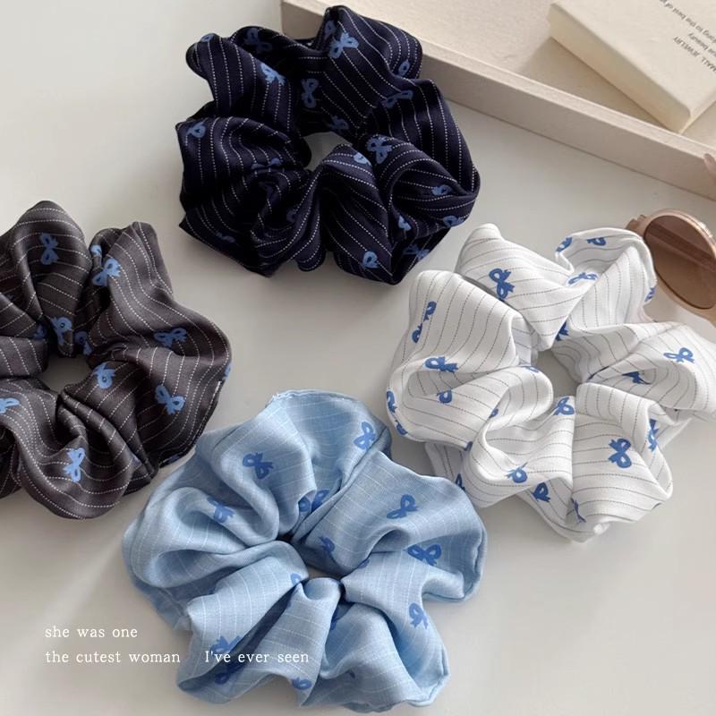 Women's High Elasticity Striped Bow Scrunchie - Durable and Versatile Hair Accessory.