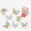 10Pcs Shiny Alloy Butterfly Nail Charms Metal Butterfly Nail Gems Nail Rhinestone 3D Gold Silver Nail Charm Nail Jewelry