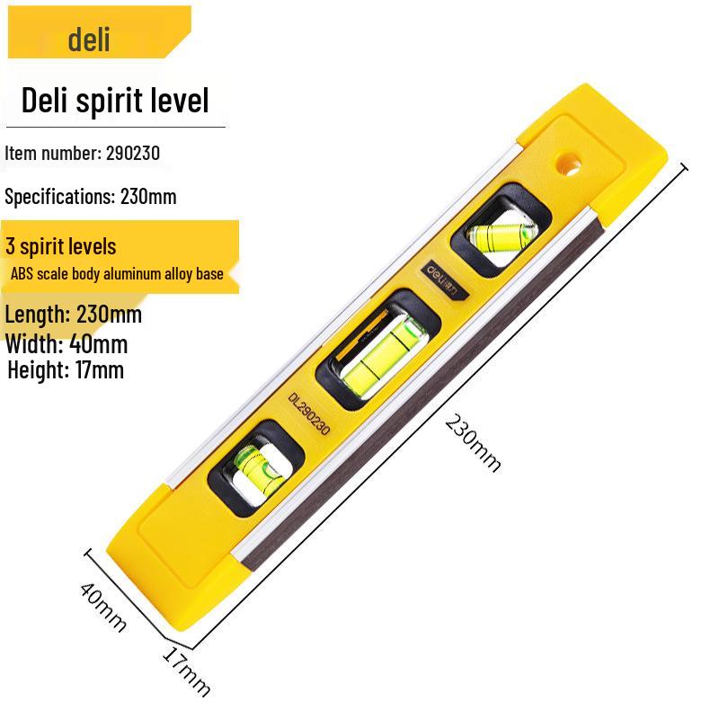 

Deli Tools High Precision Aluminum Spirit Level - Drop-Proof, Magnetic Ruler for Household Use