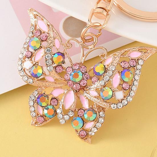 Rhinestone Butterfly Keychain Sparkly Butterfly Charm with Keyring Elegant Enamel Butterfly Keychain Gift for Women Girls