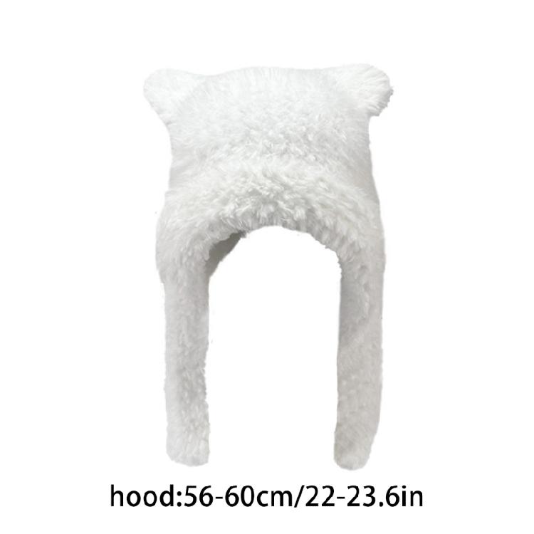 Thicken Windproof Beanie Plush Cute Bear Ear Shape Trapper Hat for Adult Teens