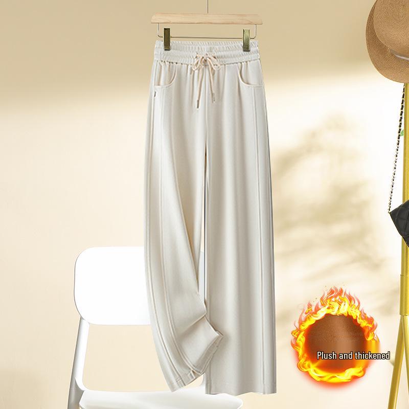 Women's Autumn/Winter 2024 Thick Elastic Waist Wide-Leg Pants