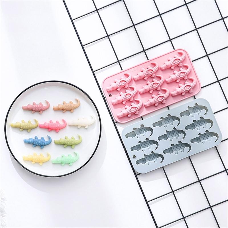 9 Cavity Crocodiles Silicone Mold For Baking Cake Chocolate Candy Making Food Safe Easy Releases Dessert Mould