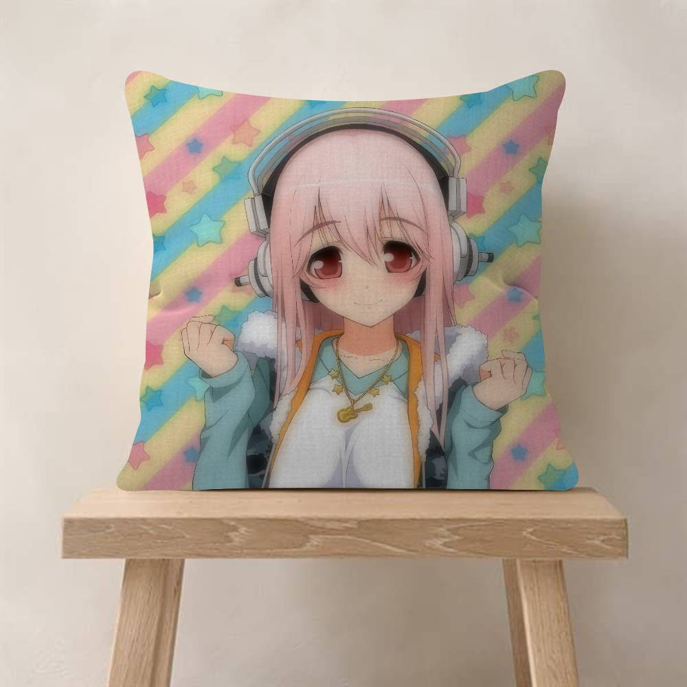 Beautiful Super SSonico Anime  4545cm Cushion Cover Pillow Cover Decor Pillowcase Home Pillowcase for Couch Pillow