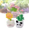 Fashion Plush Keychain Cute Potted Sunflower Kitten Green Bamboo Doll Pendant